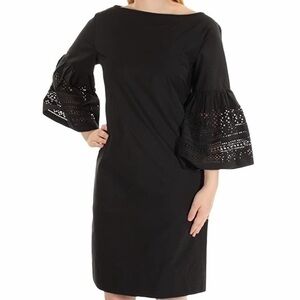 Lauren Ralph Lauren Black Sheath Bell Sleeve SZ 14